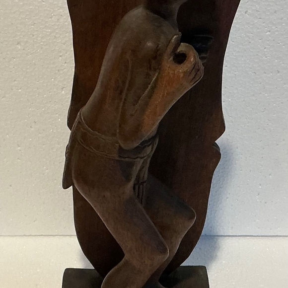 Hand Carved Bookend Wood Native IGOROT Philippines Hunter 12” Figurine - Picture 3 of 8